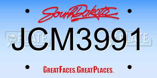 JCM3991 South Dakota License Plate