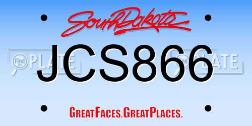 JCS866 South Dakota License Plate