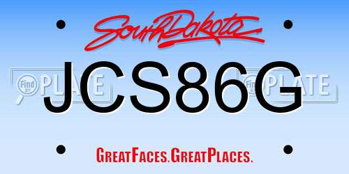 JCS86G South Dakota License Plate