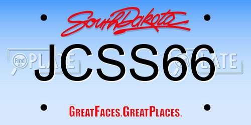 JCSS66 South Dakota License Plate