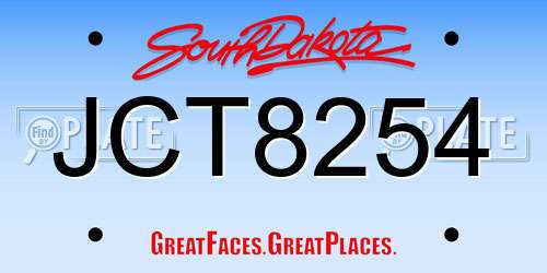 JCT8254 South Dakota License Plate