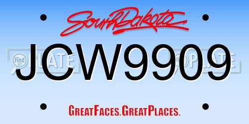 JCW9909 South Dakota License Plate