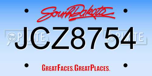 JCZ8754 South Dakota License Plate