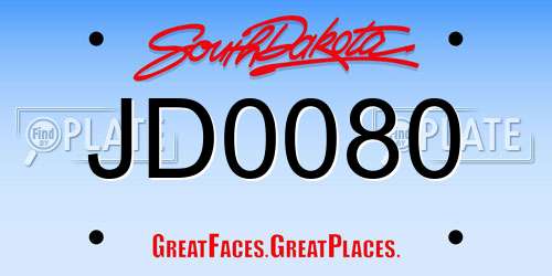JD0080 South Dakota License Plate