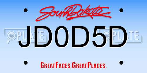 JD0D5D South Dakota License Plate