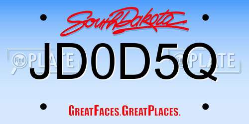 JD0D5Q South Dakota License Plate