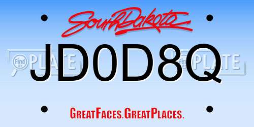 JD0D8Q South Dakota License Plate