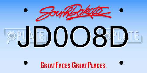 JD0O8D South Dakota License Plate