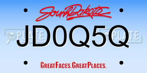 JD0Q5Q South Dakota License Plate