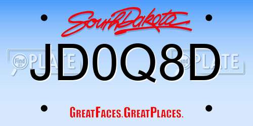 JD0Q8D South Dakota License Plate