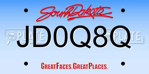 JD0Q8Q South Dakota License Plate