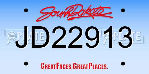 JD22913 South Dakota License Plate
