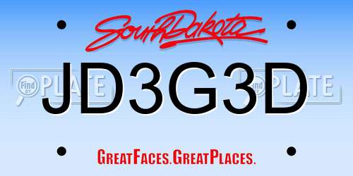 JD3G3D South Dakota License Plate