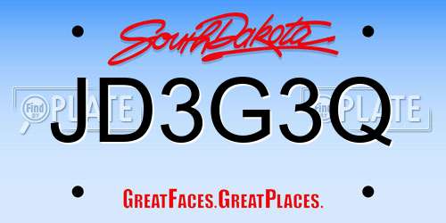 JD3G3Q South Dakota License Plate