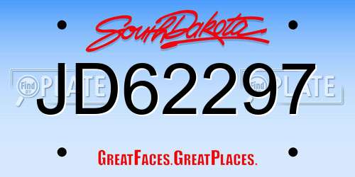 JD62297 South Dakota License Plate