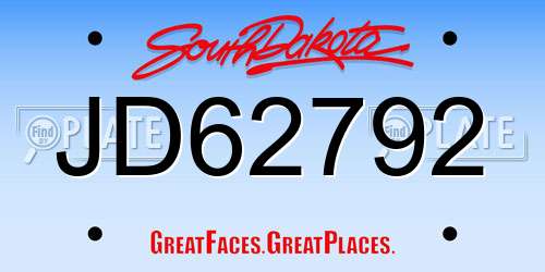 JD62792 South Dakota License Plate