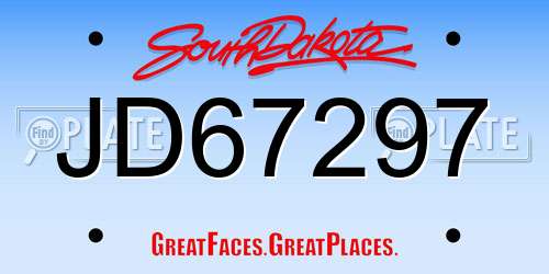 JD67297 South Dakota License Plate