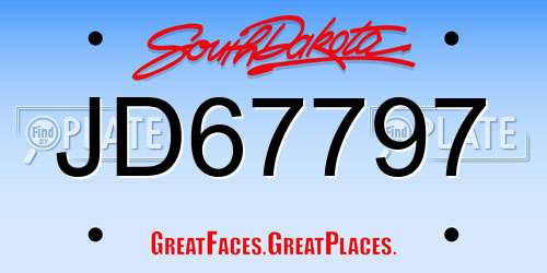 JD67797 South Dakota License Plate