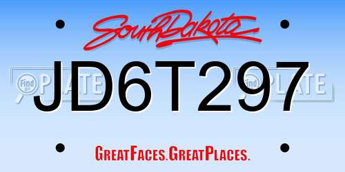 JD6T297 South Dakota License Plate
