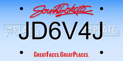 JD6V4J South Dakota License Plate