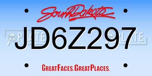JD6Z297 South Dakota License Plate