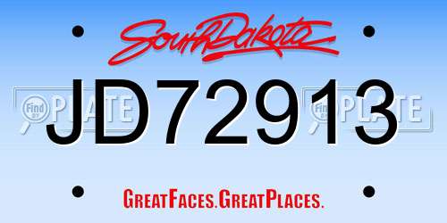 JD72913 South Dakota License Plate
