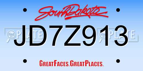 JD7Z913 South Dakota License Plate