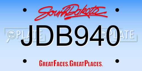 JDB940 South Dakota License Plate