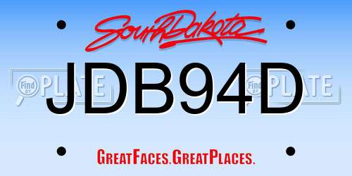 JDB94D South Dakota License Plate