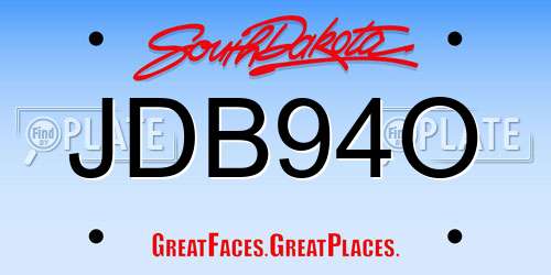 JDB94O South Dakota License Plate