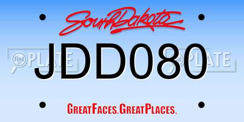 JDD080 South Dakota License Plate