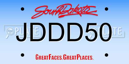 JDDD50 South Dakota License Plate