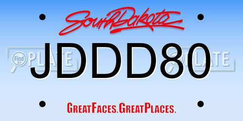 JDDD80 South Dakota License Plate