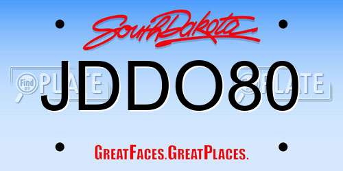 JDDO80 South Dakota License Plate