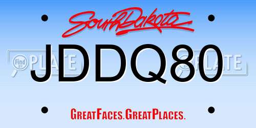 JDDQ80 South Dakota License Plate