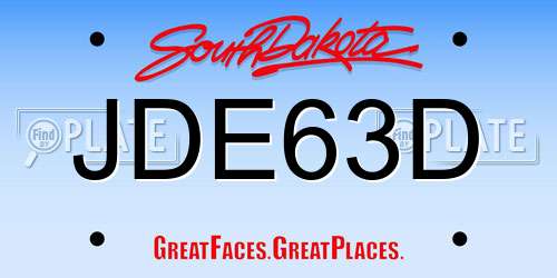 JDE63D South Dakota License Plate