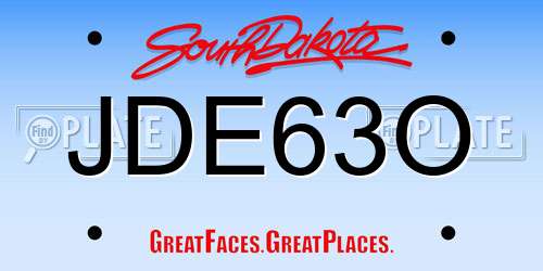 JDE63O South Dakota License Plate