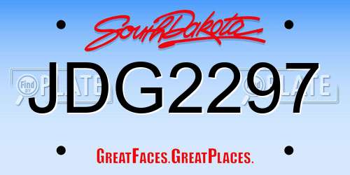 JDG2297 South Dakota License Plate