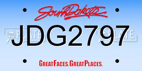 JDG2797 South Dakota License Plate