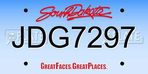 JDG7297 South Dakota License Plate