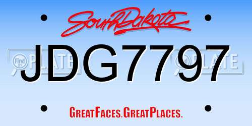 JDG7797 South Dakota License Plate