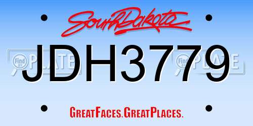 JDH3779 South Dakota License Plate