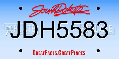 JDH5583 South Dakota License Plate