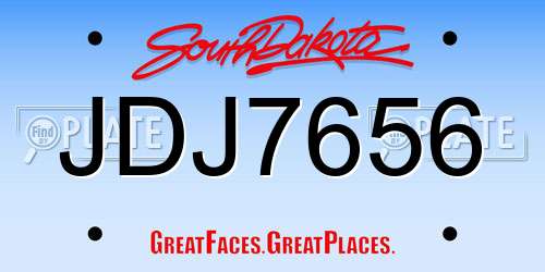 JDJ7656 South Dakota License Plate
