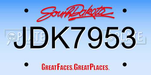 JDK7953 South Dakota License Plate