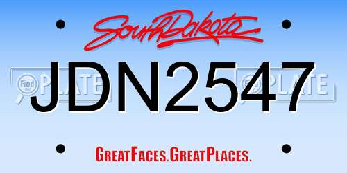 JDN2547 South Dakota License Plate