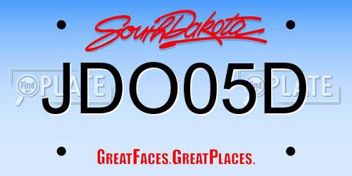 JDO05D South Dakota License Plate