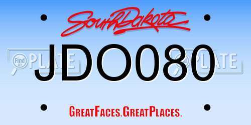 JDO080 South Dakota License Plate