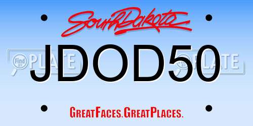 JDOD50 South Dakota License Plate