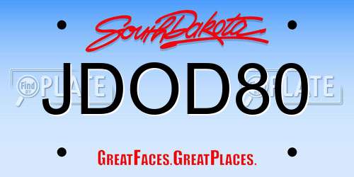 JDOD80 South Dakota License Plate